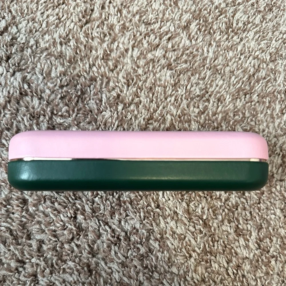 Kate Spade EUC Pink and Green Hard Clamshell Glasses Case